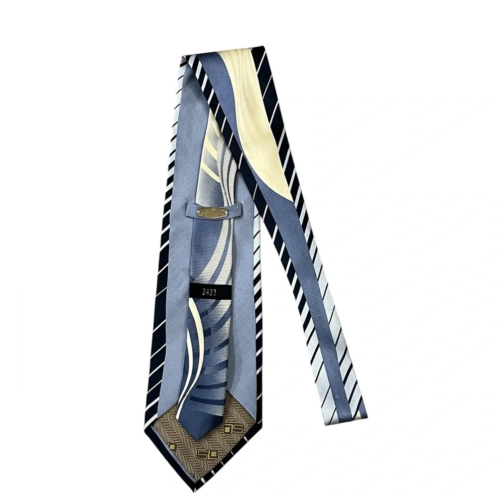 Steven Land 100% Silk Men's Blue Abstract Pattern Neck Tie